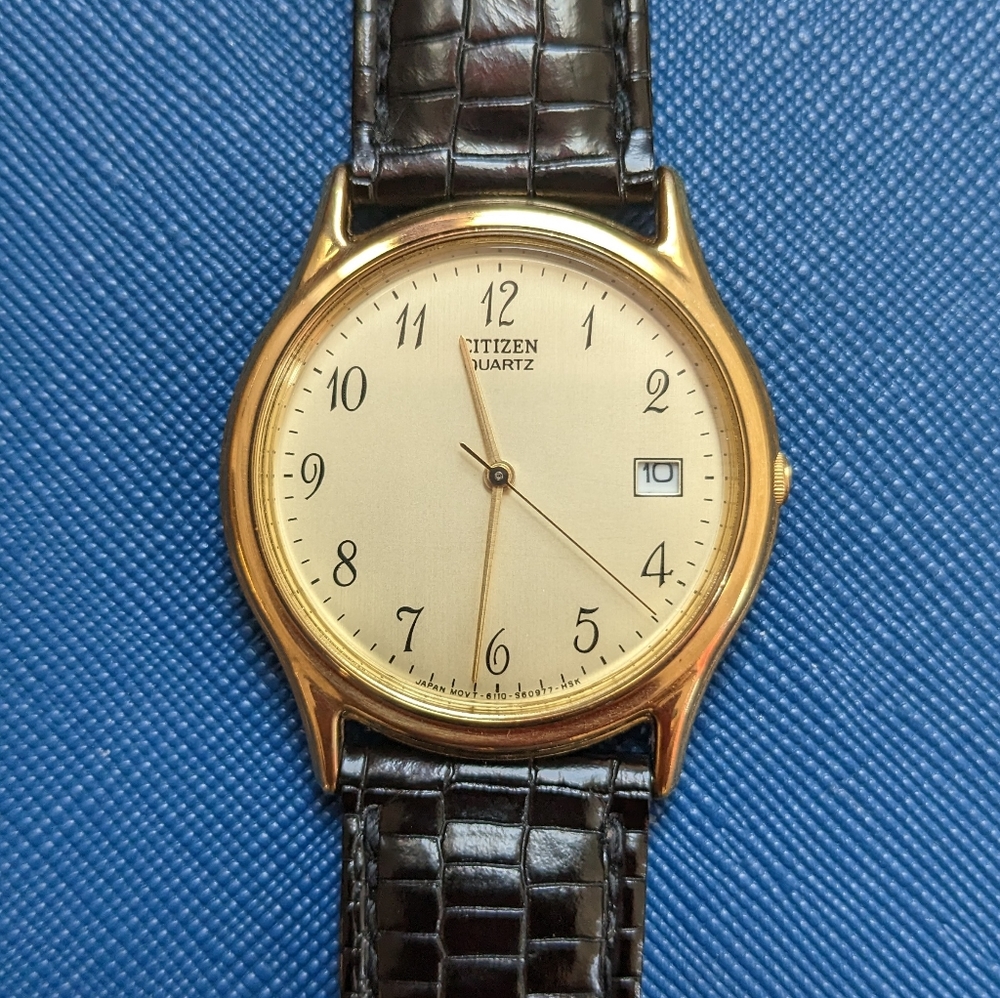 Citizen Gold Tone Date Leather Band Watch